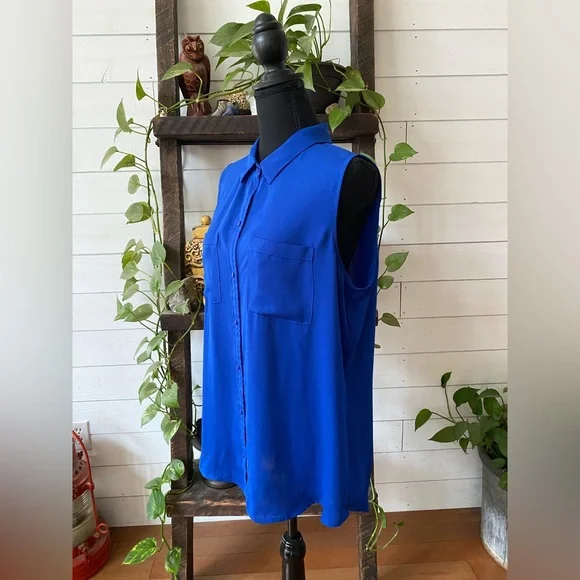 Apt 9: Elegant Royal Blue Button Down Shirt - Picture 8 of 17